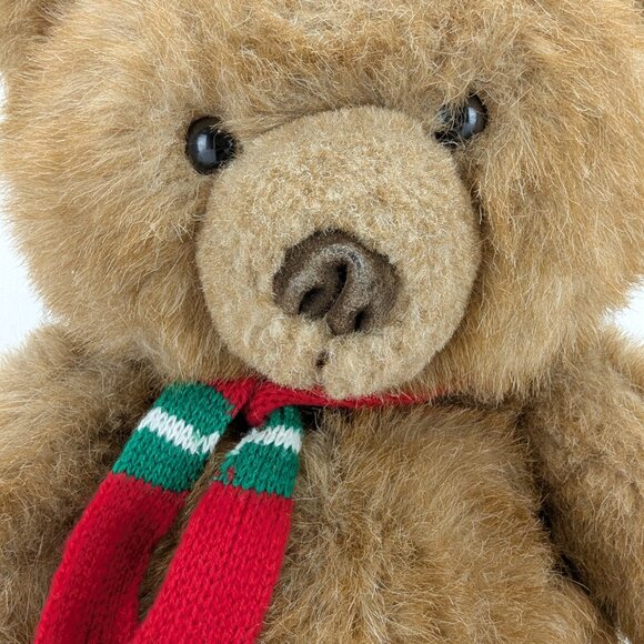 Vintage Russ Benjamin Brown Teddy Bear Plush 18" Stuffed Animal 947 Red Scarf - Picture 2 of 9